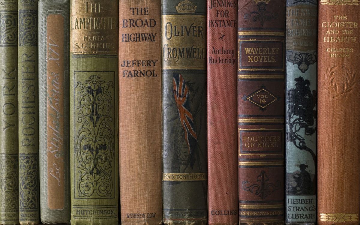 Klassische Buchstacheln Wandmalerei in your room — zoomed