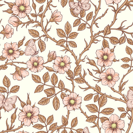 Wild roses and butterflies wallpaper⁠
