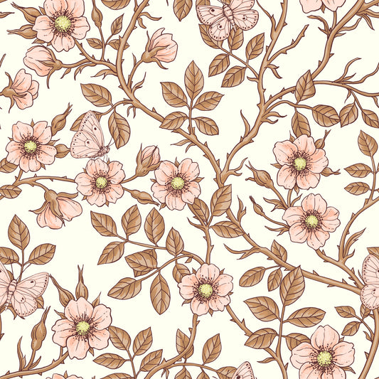 Sfondo di rose selvagge e farfalle⁠