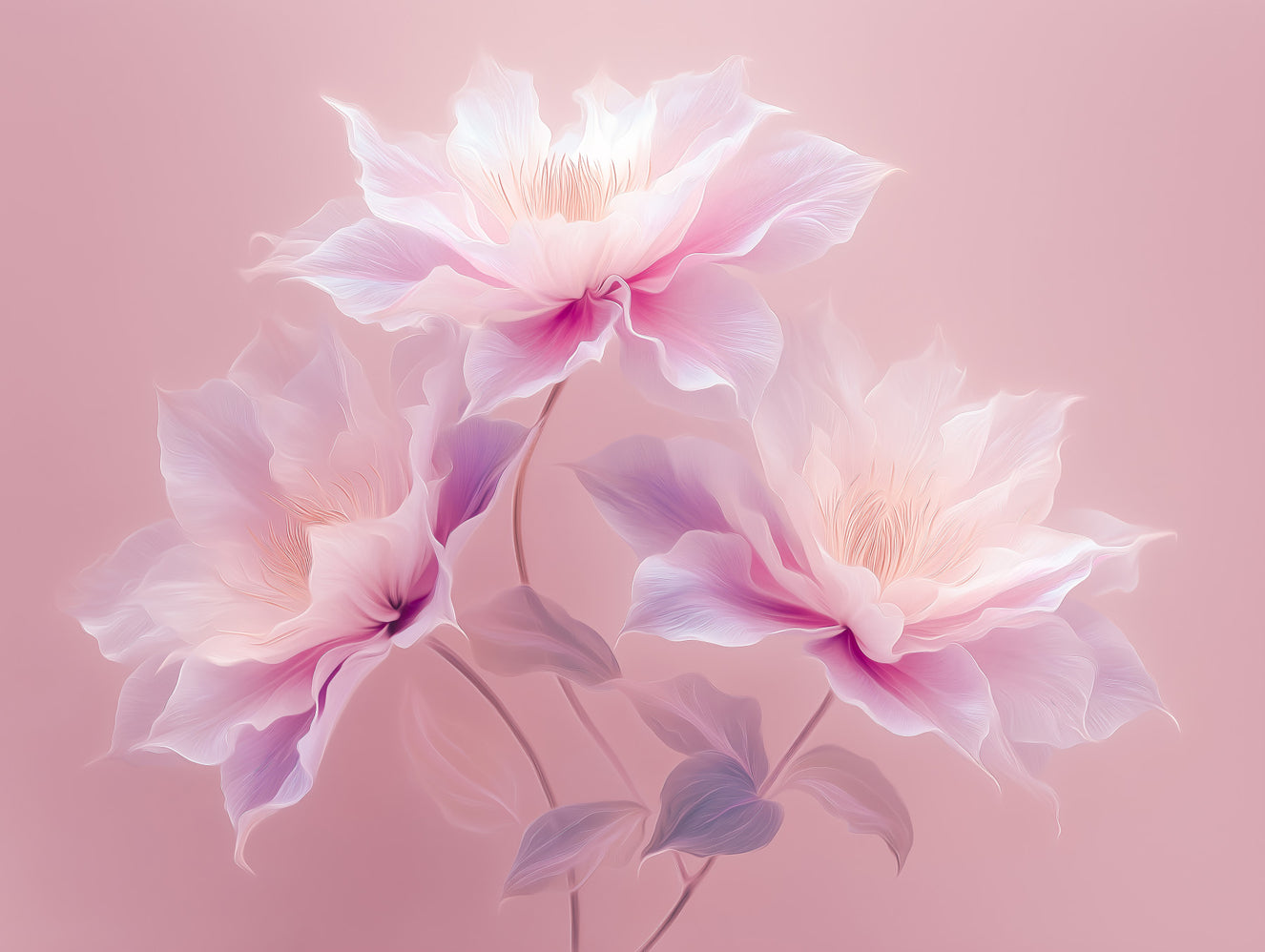 Pink Petal Dreams Floral Design Wall Mural