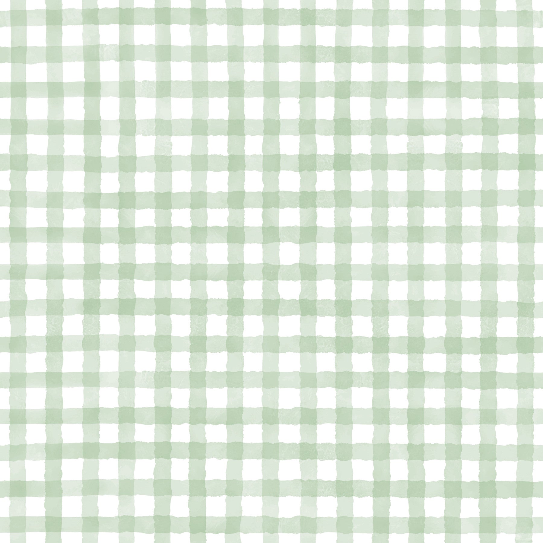 Rustic Green Farmhouse Gingham Watercolor Checkered Neutral Wallpaper⁠