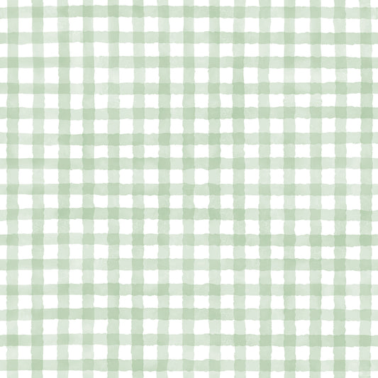 Rustik Green Farmhouse Gingham Watercolor rutig neutral tapeter⁠