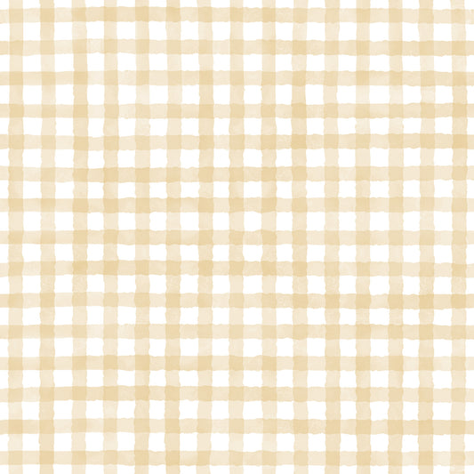 Rustik gul bondgård gingham akvarell rutig neutral tapeter⁠