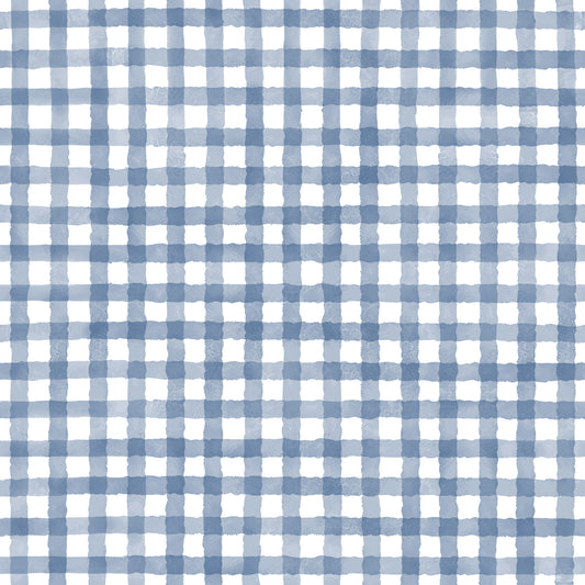 Rustik Navy Farmhouse Gingham Watercolor rutig neutral tapeter⁠
