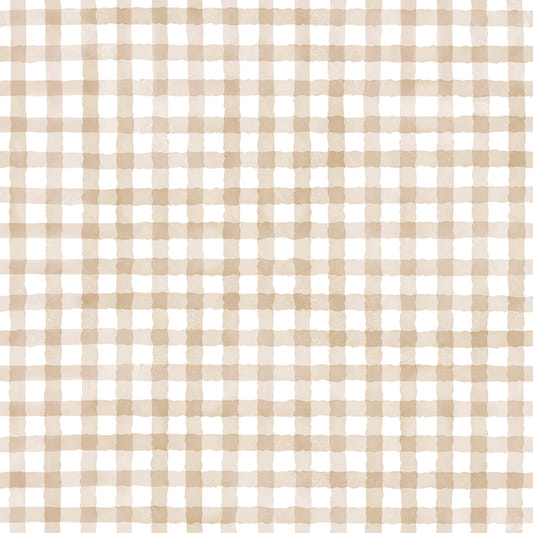 Rustic Beige Farmhouse Gingham Watercolor Checkered Neutral Wallpaper⁠