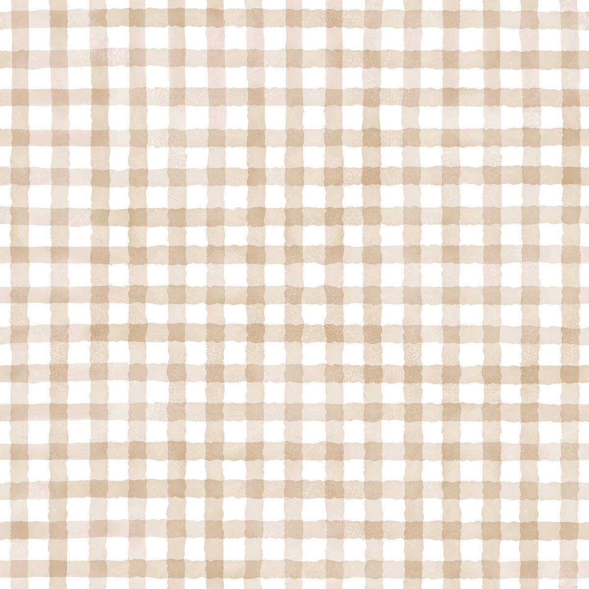 Rustic Beige Farmhouse Gingham Watercolor Geroolde neutraal behang⁠