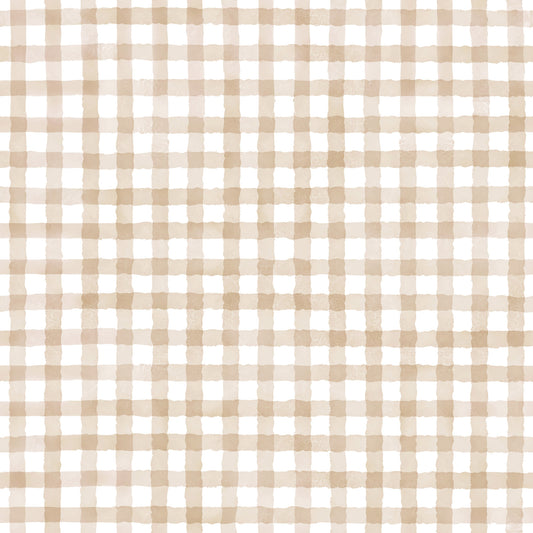 Rustikaler beige Bauernhaus Gingham Aquarell kariert neutral Tapete⁠