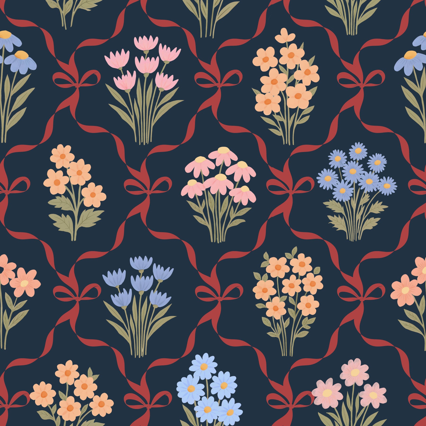 Winter Cottagecore Floral Bouquet Wallpaper⁠