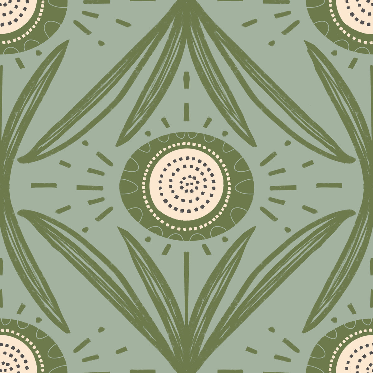 Radiance folklorique Olive Sage - Fond d'écran floral vert cottage⁠ in your room