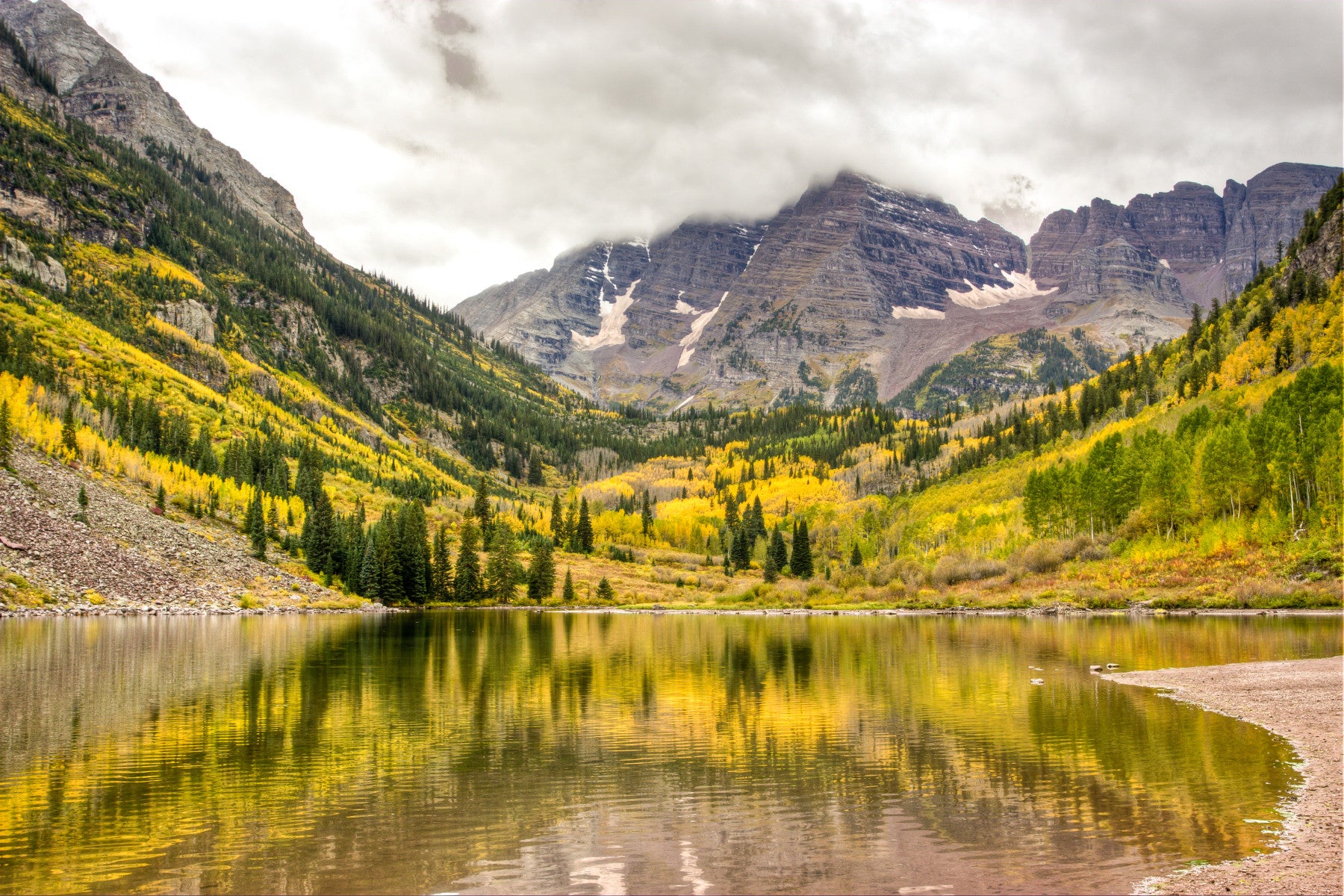 Autumn's Palette: A Mountain Lake Wall Mural