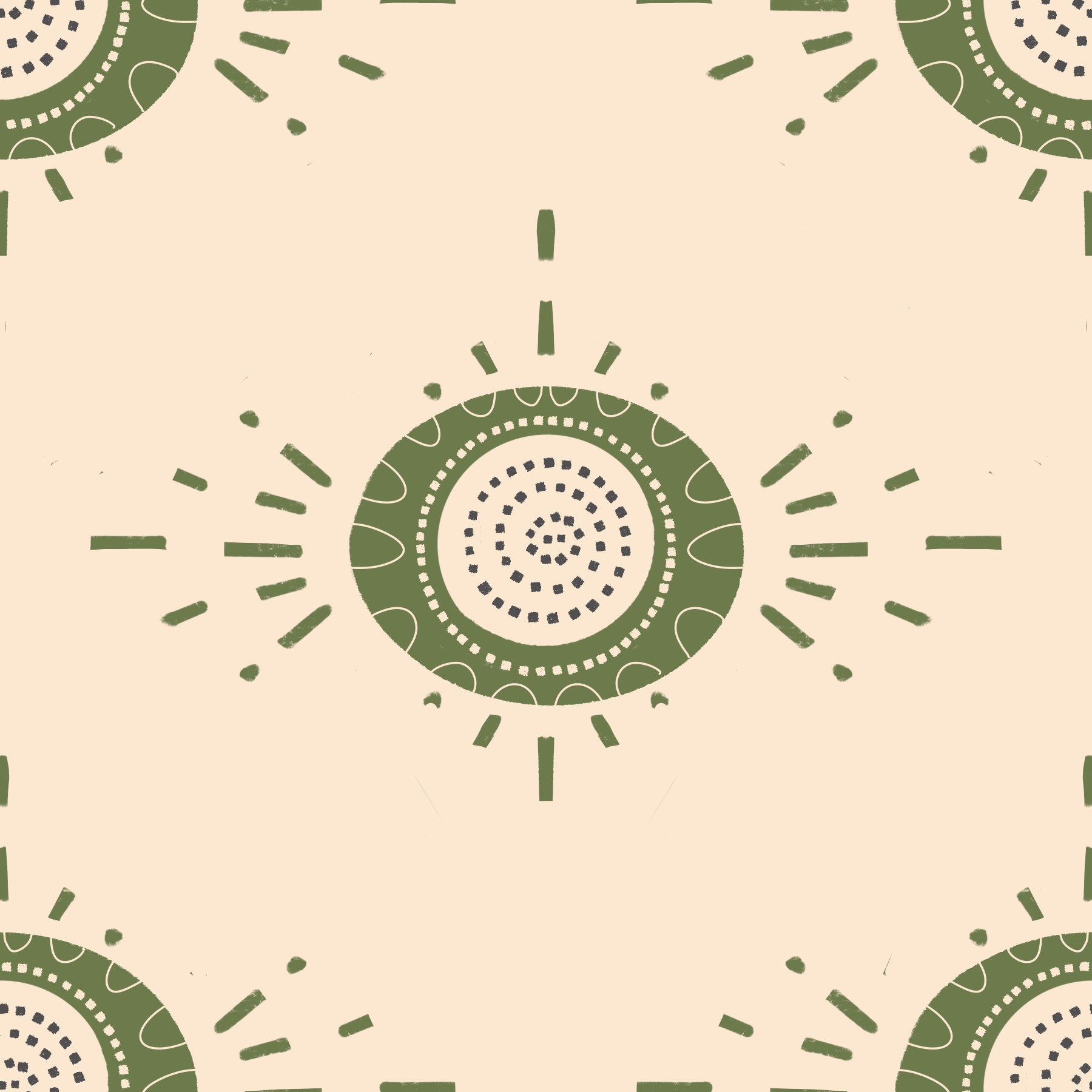 Folk Bloom Light Cream Olive Scandinavian Mid Mod Floor Floor Floor⁠