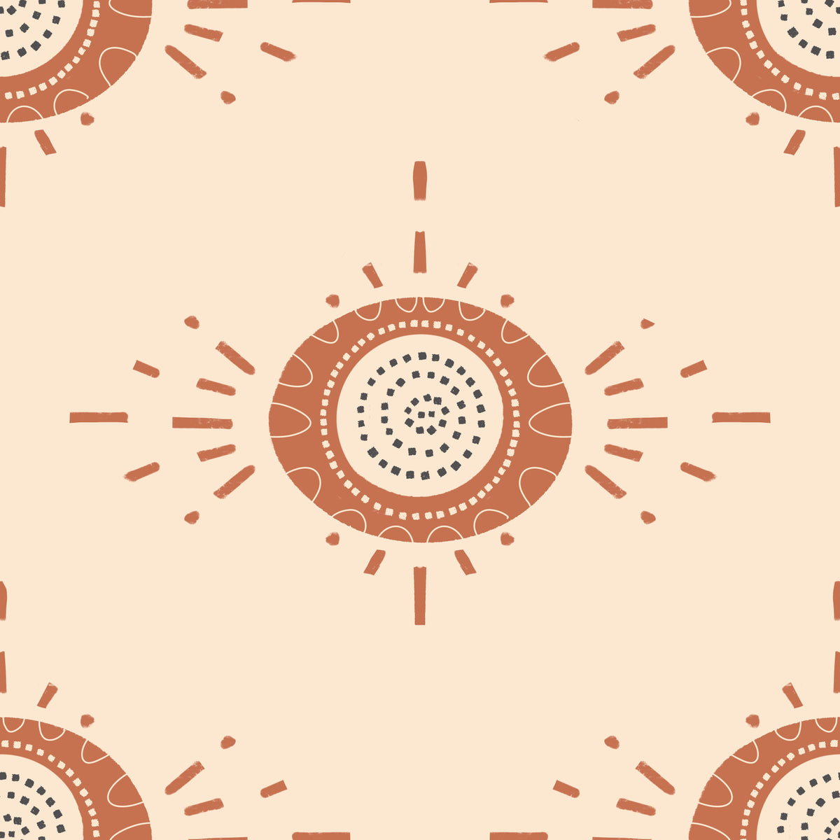 Folk Bloom Light Terracotta Cream Scandinavian Mid Mod Floal Fondère in your room