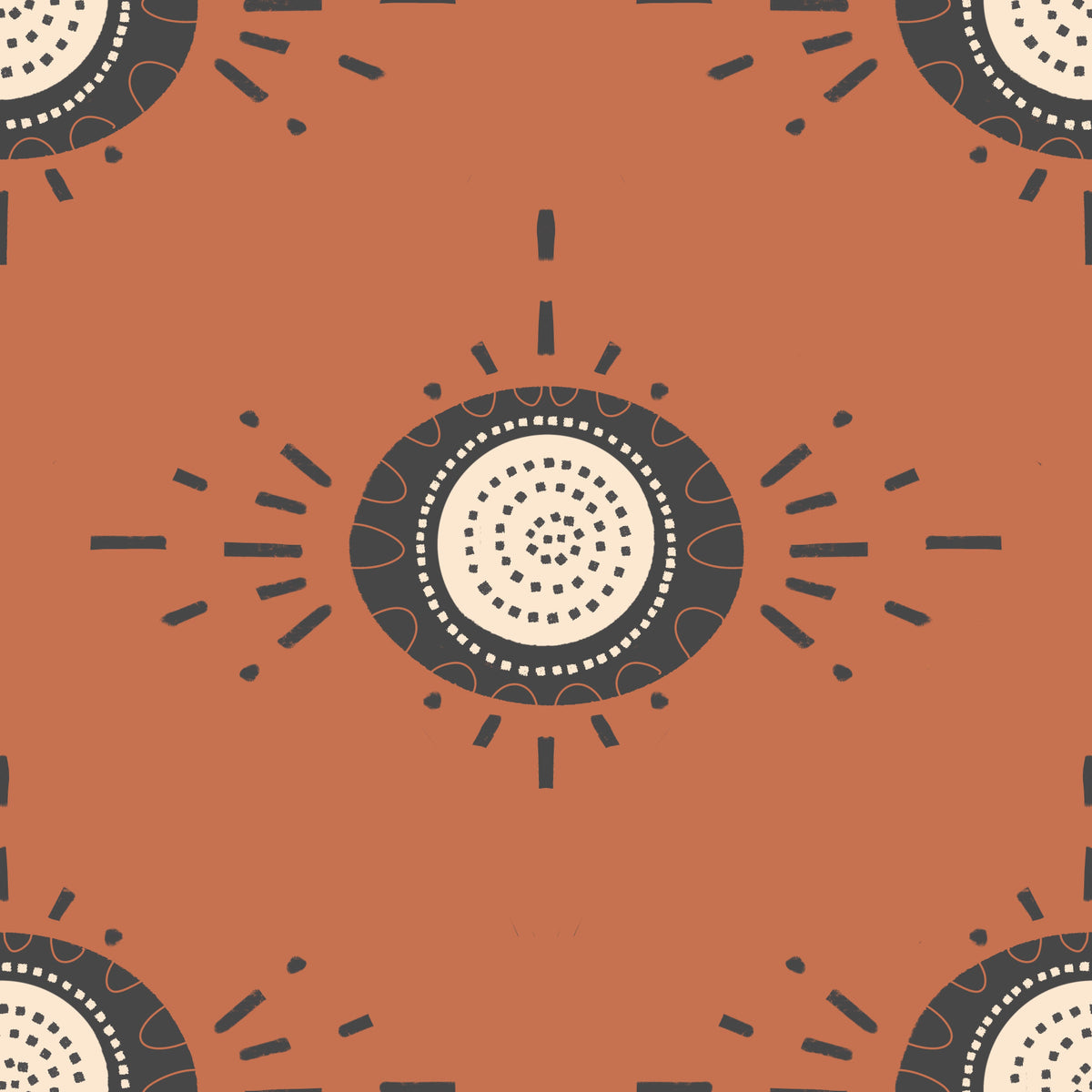 Volksblüten leichte Holzkohle Terrakotta Scandinavian Mid Mod Floral Tapete⁠