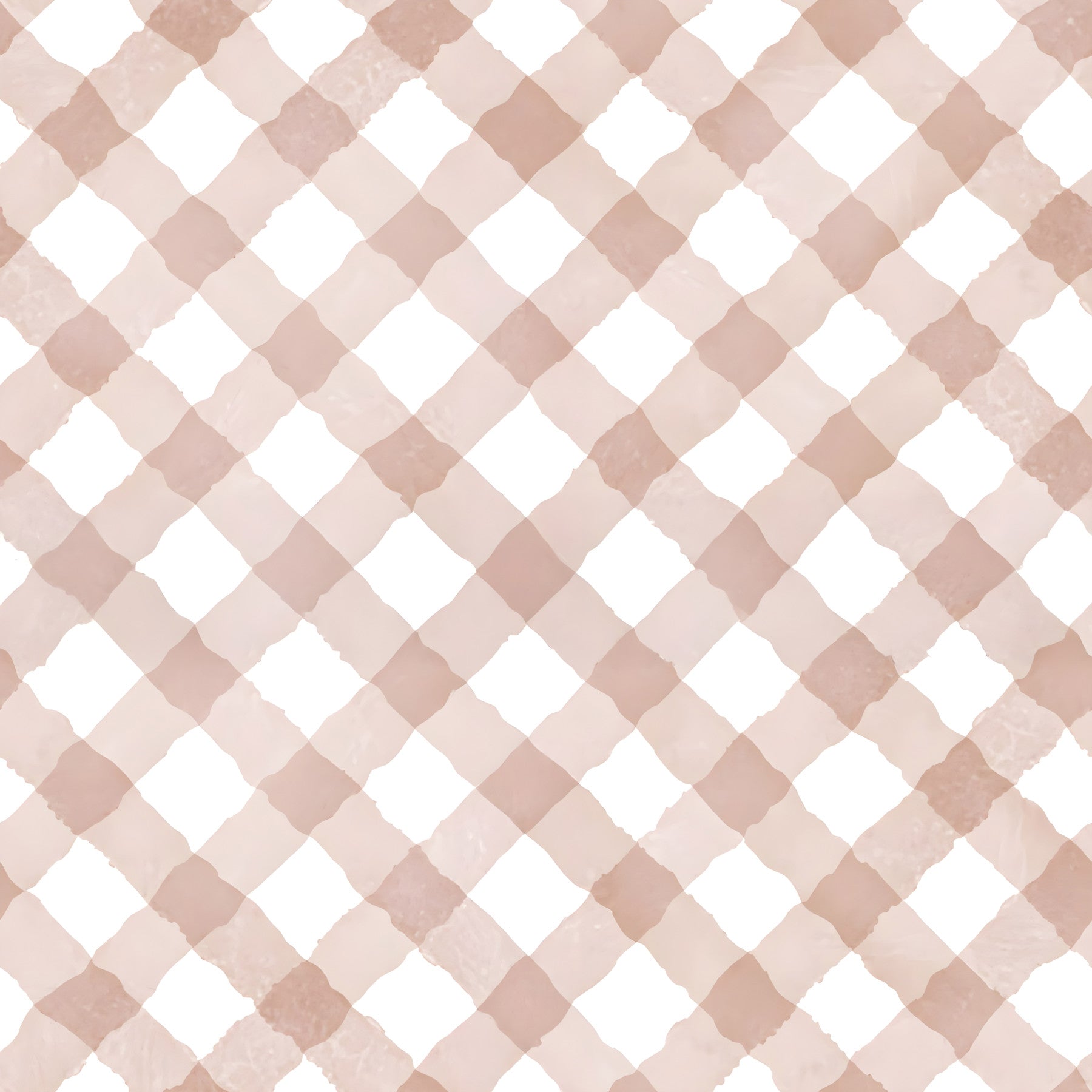 Hand Painted Pink Festive Gingham Wallpaper⁠