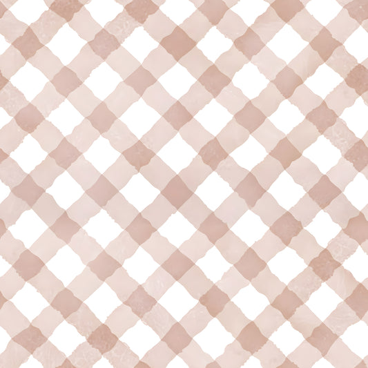 Hand Painted Pink Festive Gingham Wallpaper⁠