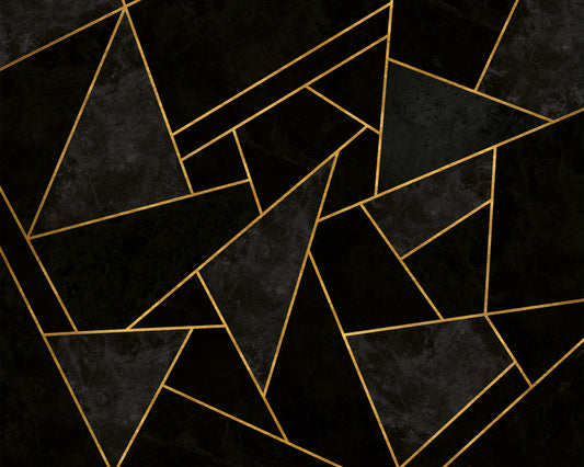 Cracked Night - Black Mosaic Mural