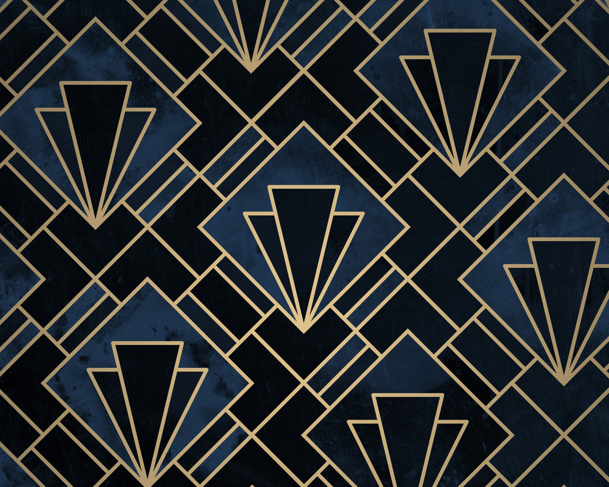 Marineblau Art Deco Mosaic Wall Wandbild in your room — zoomed