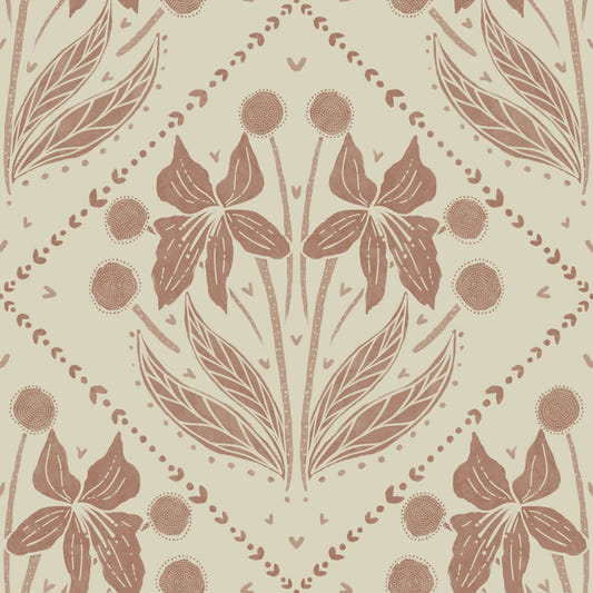 Floral Reverie in Terracotta Wallpaper⁠
