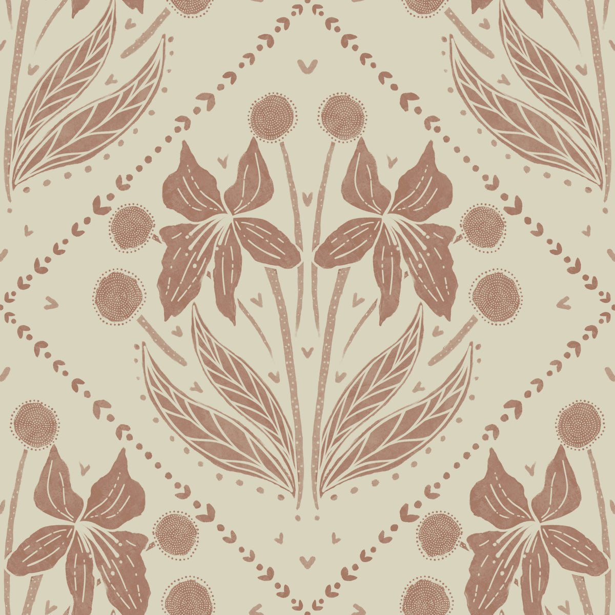 Reverie florale en papier peint en terre cuite⁠