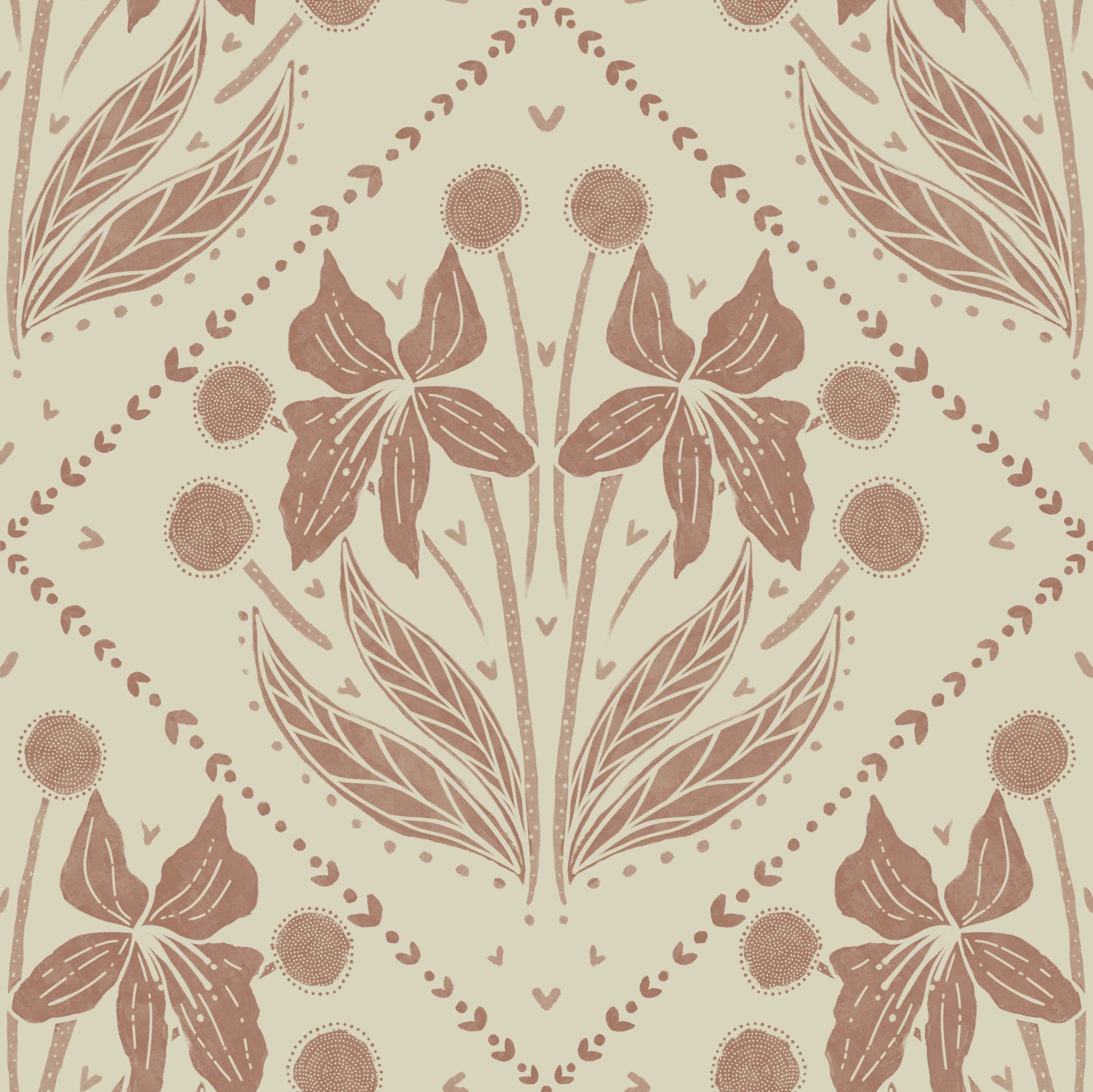 Floral Reverie in Terracotta Wallpaper⁠