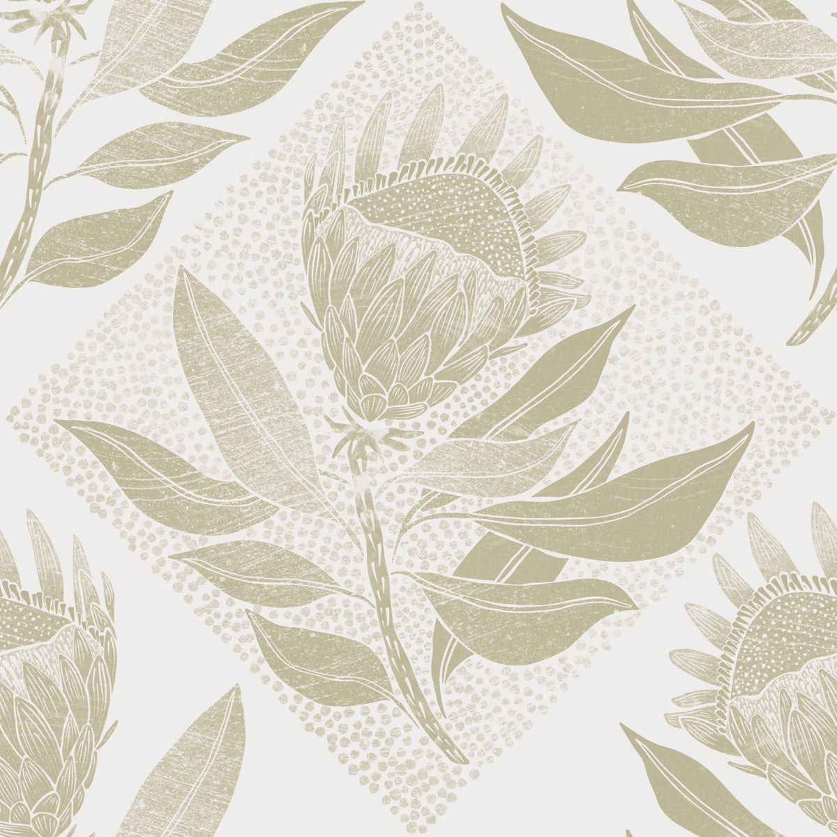 Protea Stamp Sage Wallpaper⁠ in your room