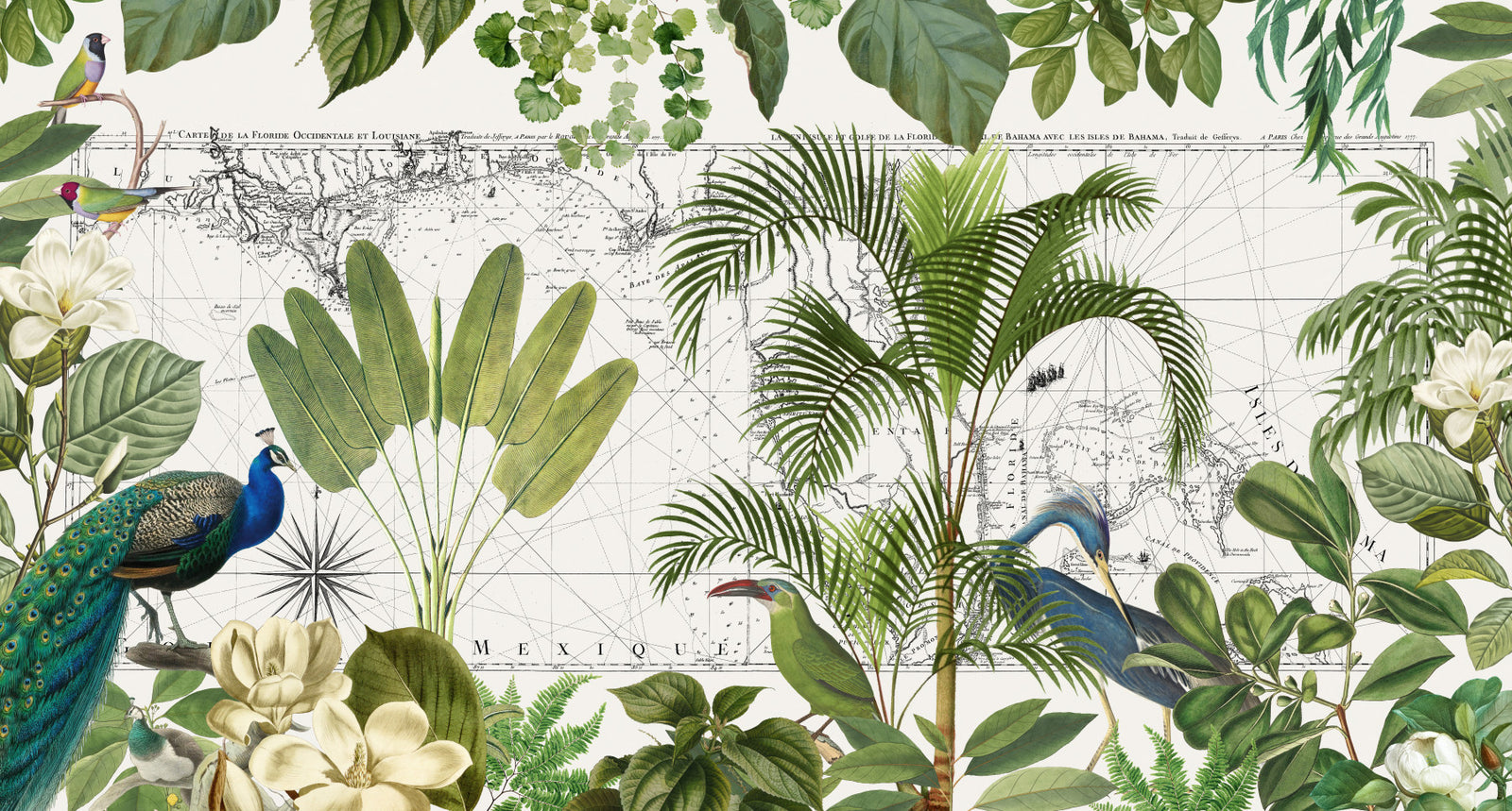 Vintage Caribbean Tropical Journey Mur Mural