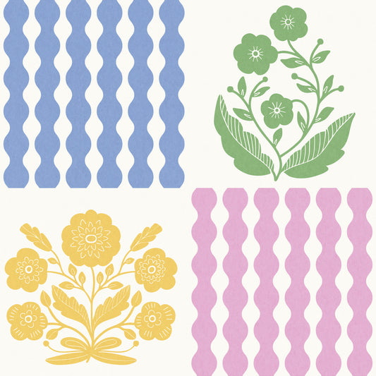 Pastel Pop Florals Wallpaper⁠