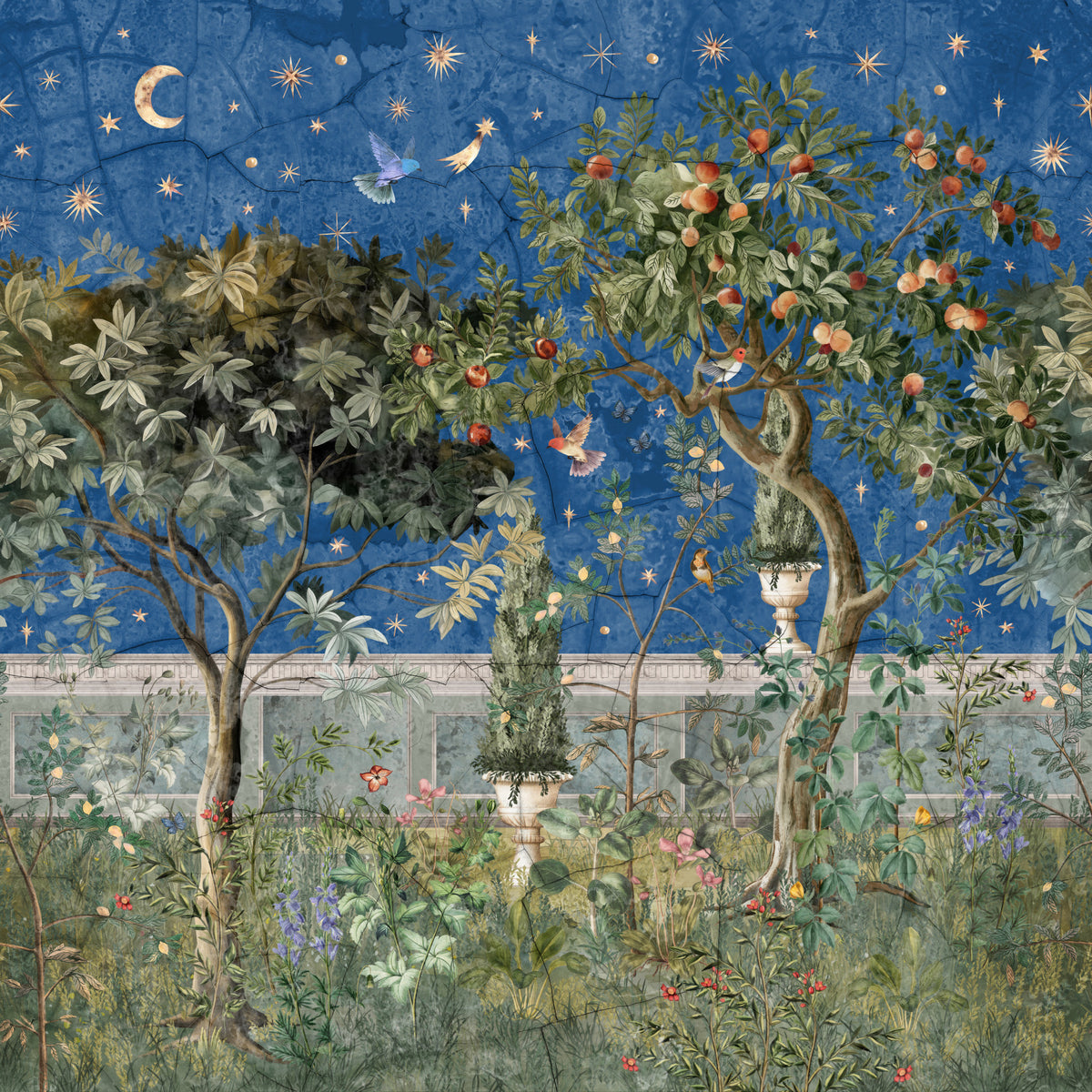 Vista botanique céleste peinture murale murale in your room — zoomed