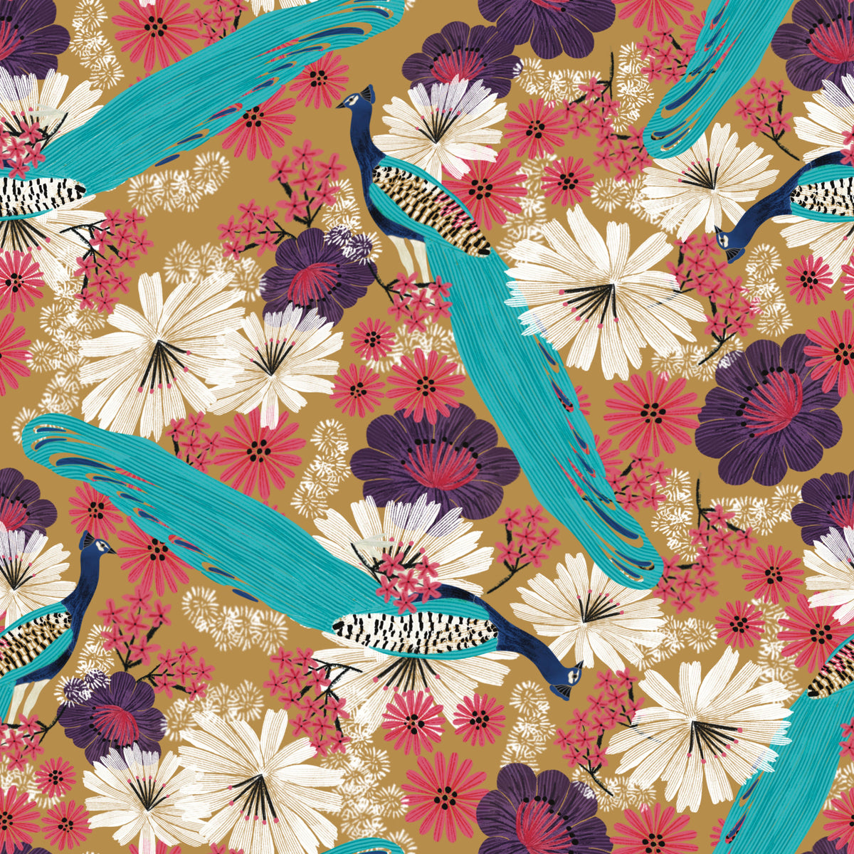 Pfauenpromenade - Gold Wallpaper⁠ in your room — zoomed