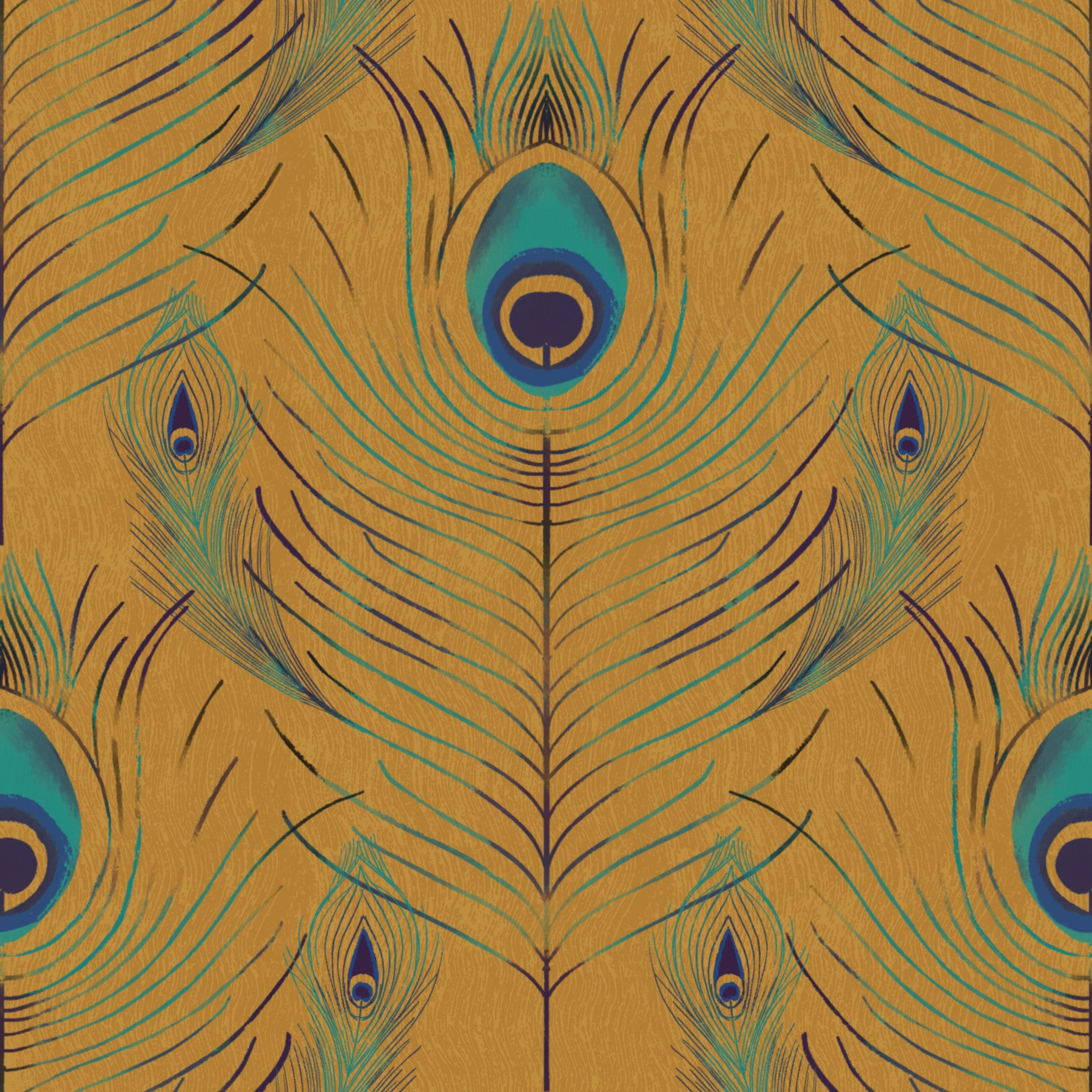 Feather di pavone regale - sfondo d'oro⁠ in your room — zoomed