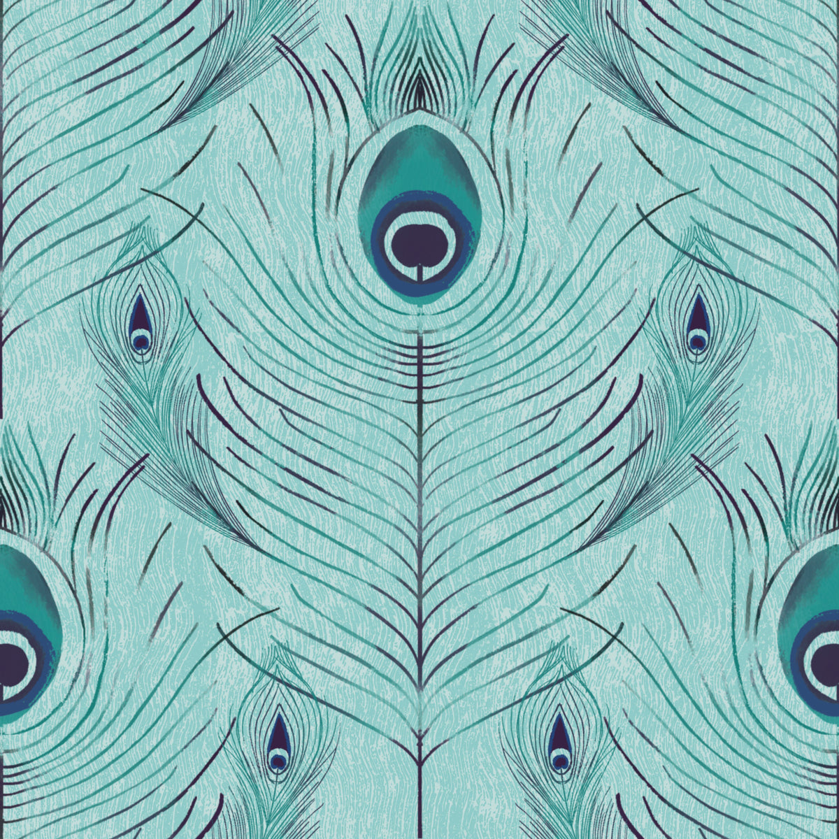 Regal Peacock Feather - Wallpaper blu⁠