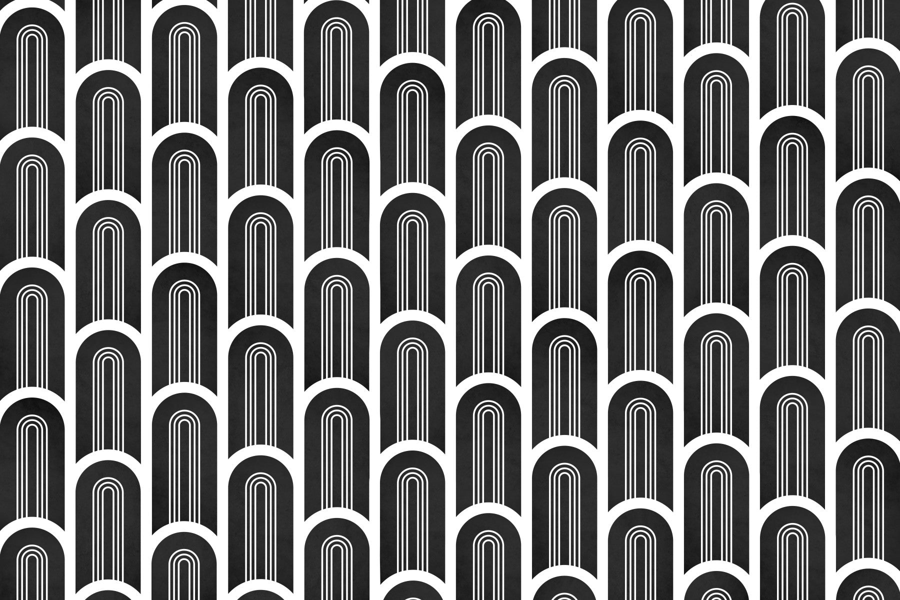 Sort / hvid art deco buer vægmaleri in your room — zoomed