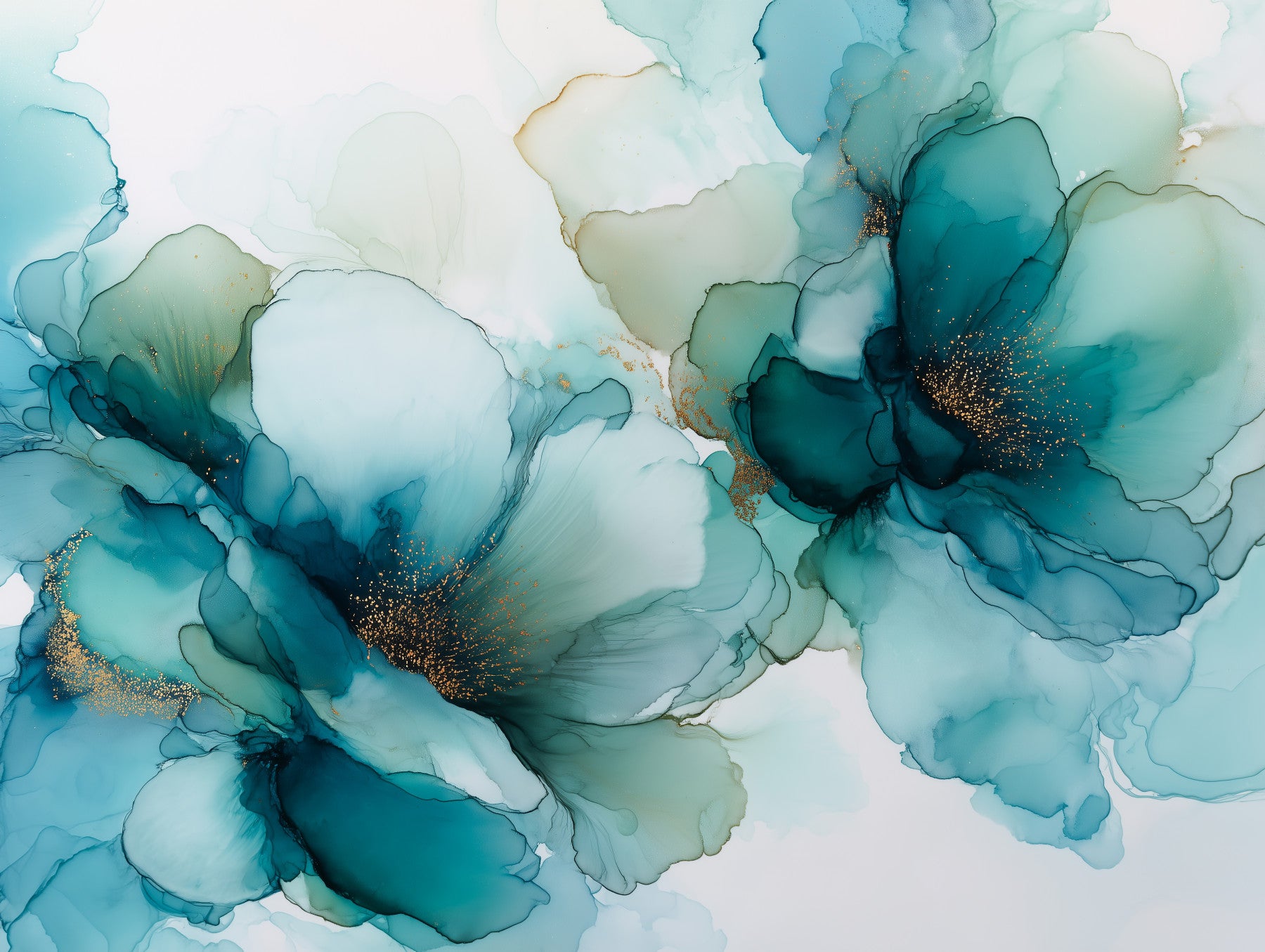 Blue Mist Tinte Blumen Wandmalerei