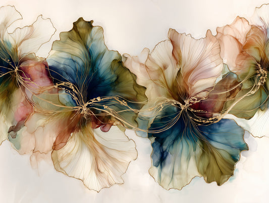 Samenvatting inkt bloemen Dance Wall Mural