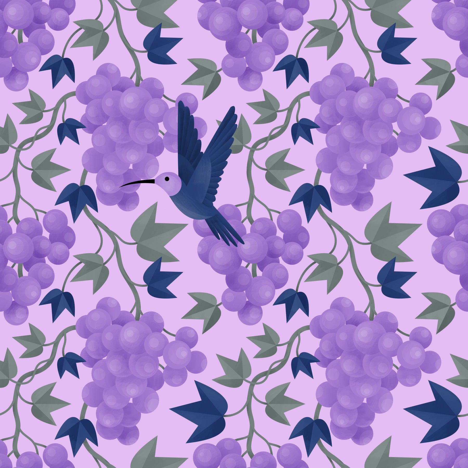 Hummingbird in Grapes Wallpaper⁠