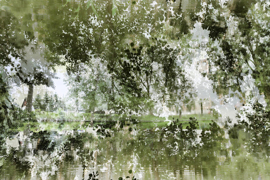 Lugn reflektion av naturen - Abstract Greenery Art Print Wall Mural