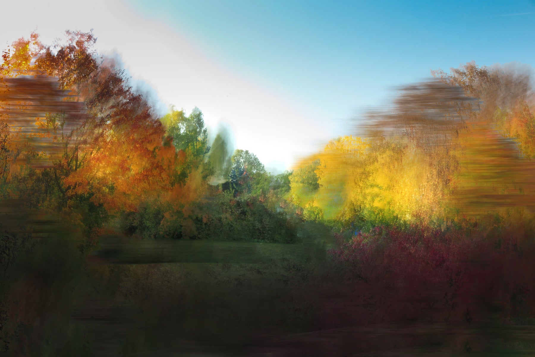 Autumn Serenity Blurred Landscape Art Print Wall Mural