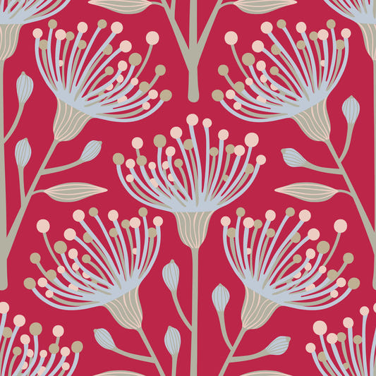 Eucalipto floreale BOTANICA VIVA Magenta Red Wallpaper⁠