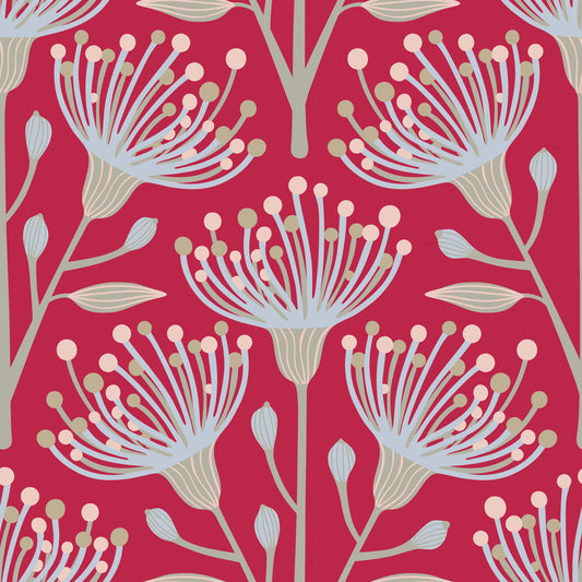 Eucalipto floreale BOTANICA VIVA Magenta Red Wallpaper⁠