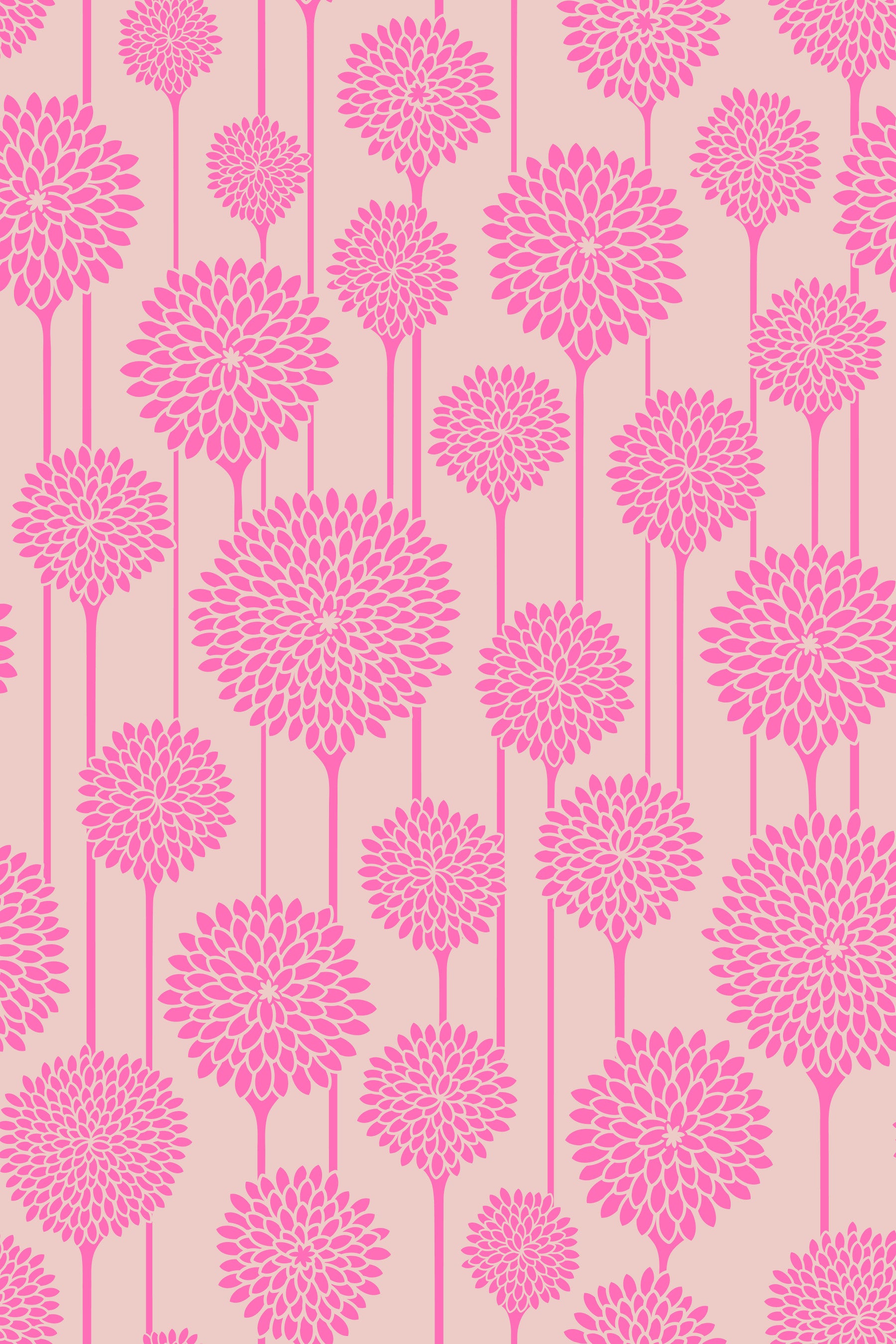 Garten Schönheiten Vintage Retro Scandi Floral Botanical Stripe Pretty Pink Blush Wallpaper⁠