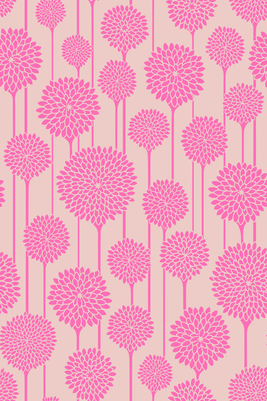 Have skønheder vintage retro skandi blomster botanisk stribe smuk lyserød rødme tapet⁠