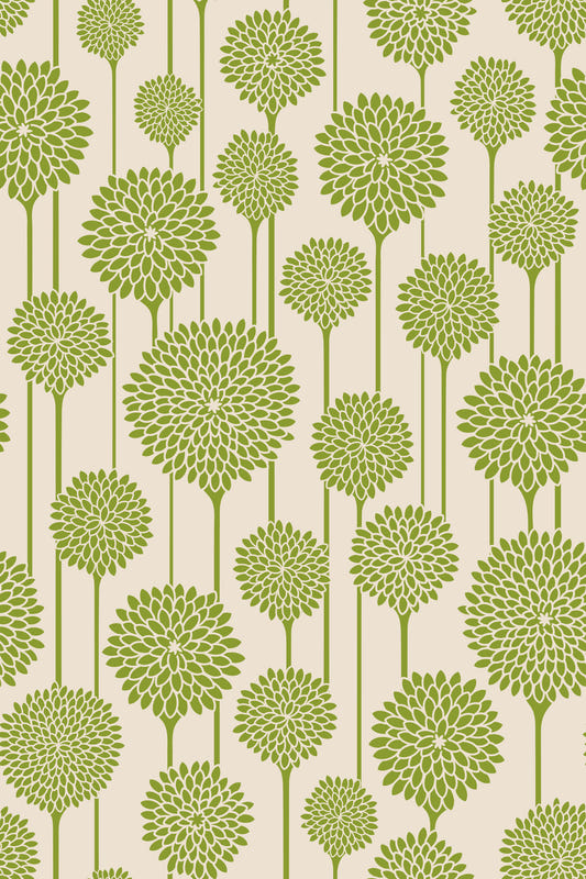 Jardin beautés vintage rétro scandi floral Stripe Stripe Sage Green Cream Wallpaper⁠