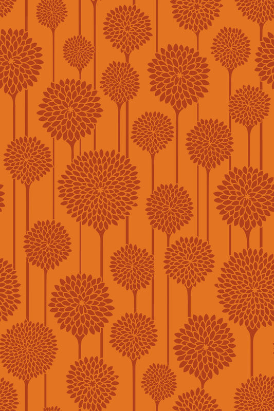 Garten Schönheiten Vintage Retro Scandi Floral Botanische Streifen Terrakotta Rost Orange Tapete⁠