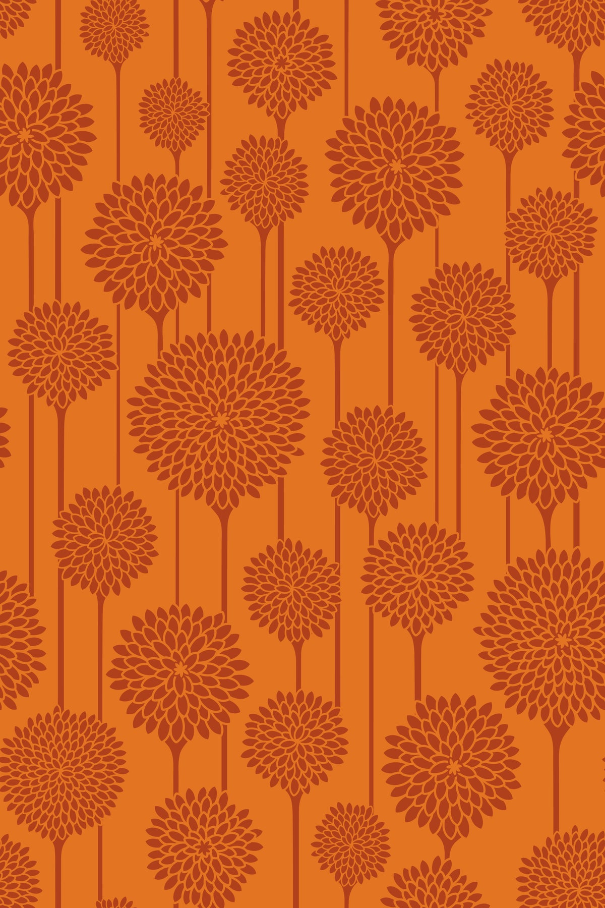 Garden Beauties Vintage retro Scandi Floral Botanical Stripe Terracotta Rust pomarańczowy tapeta⁠
