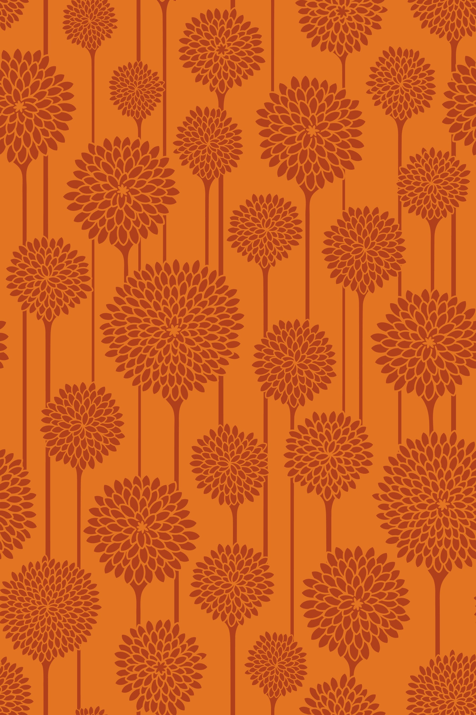 Have skønheder vintage retro skandi blomster botanisk stribe terracotta rust orange tapet⁠