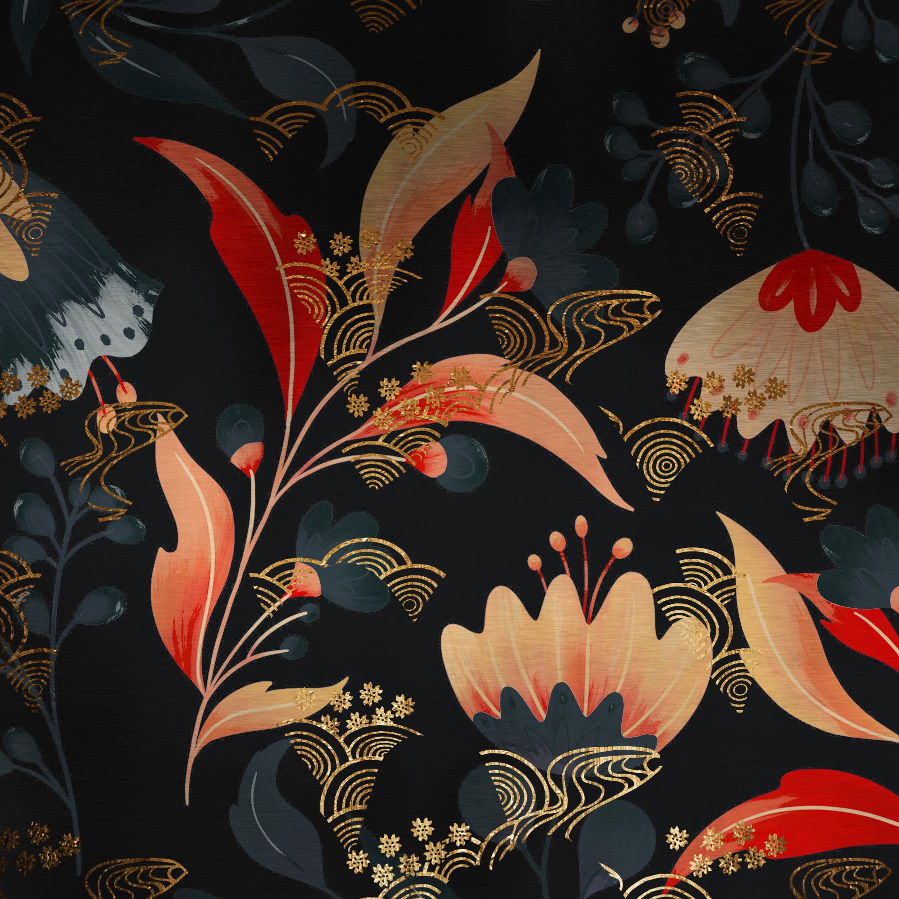 Murale murale de bouquet de minuit in your room — zoomed