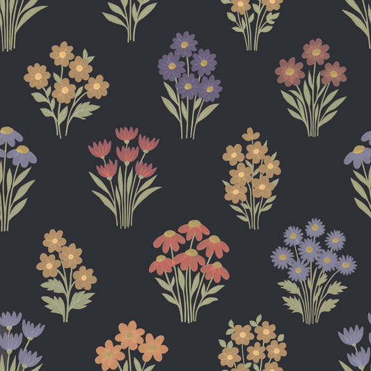 Bouquet floral folk sombre
