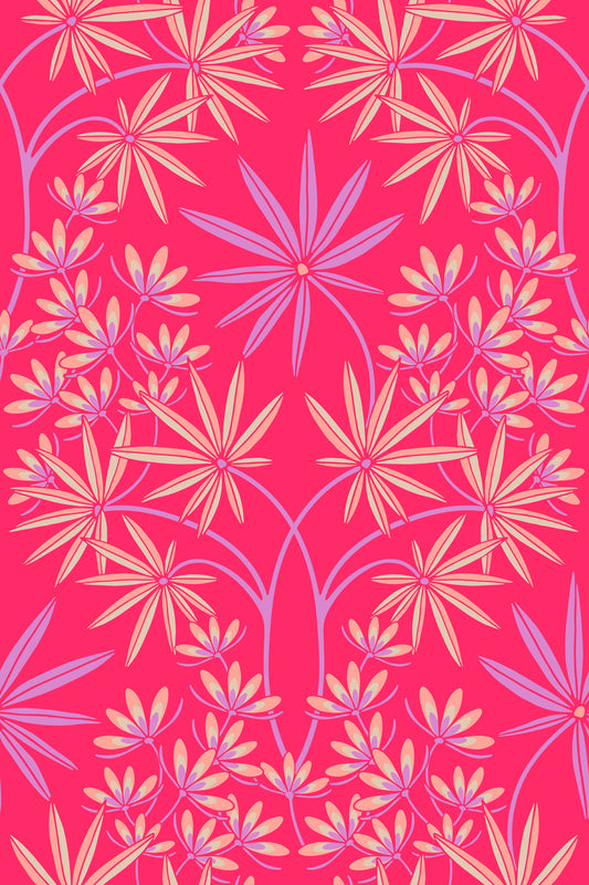 Glamour Floral Damask Maximalist Lilac Fuchsia Hot Pink tapet⁠