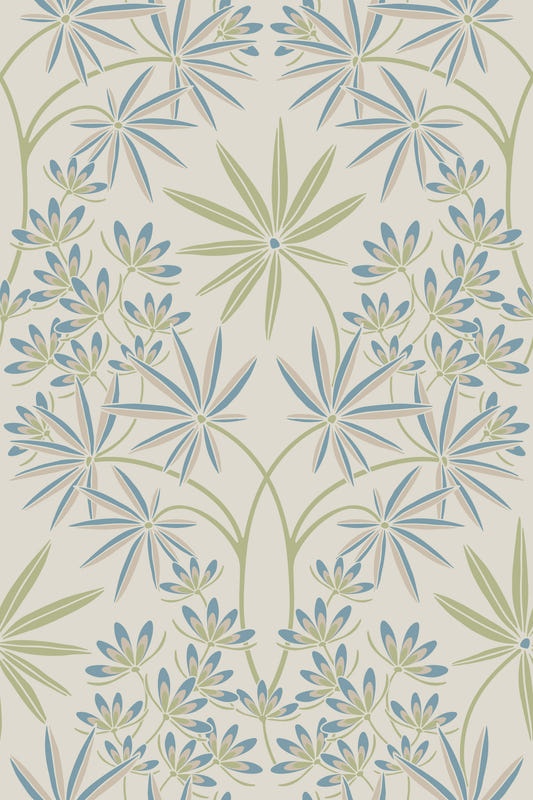 Glamour Floral Damask Cottage Sage Green Cream Wallpaper⁠