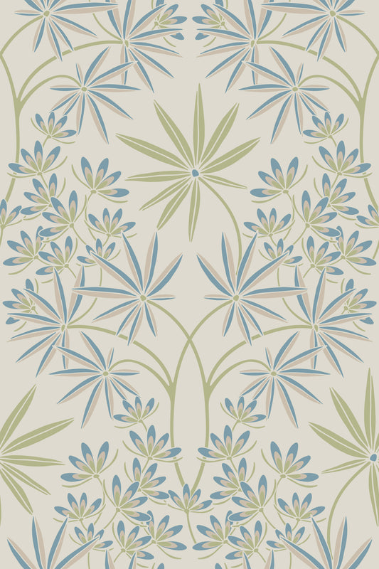 Glamour Floral Damask Cottage Sage Green Cream tapet⁠
